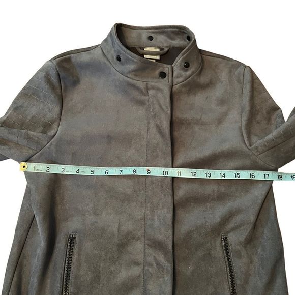 Bench jacket Alcantara Zip Up Biker Gray Size Medium - Picture 3 of 10